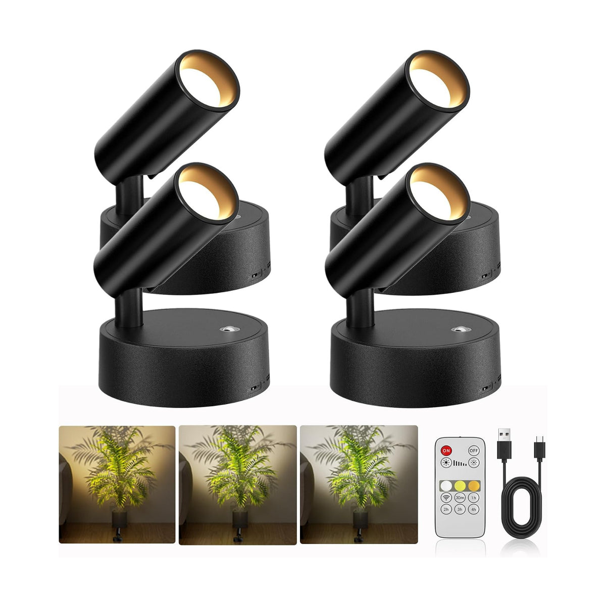 Spotlights Indoor with Remote & Touch, 5500mAh Rechargeable Battery Picture Lights with Timer, 10 Levels Brightness