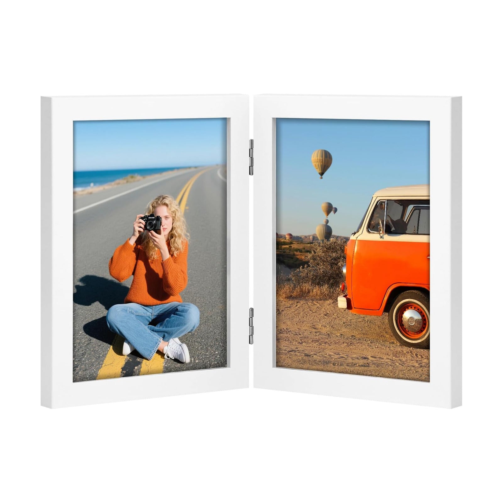 Double Picture Frame / White / 5 x 7
