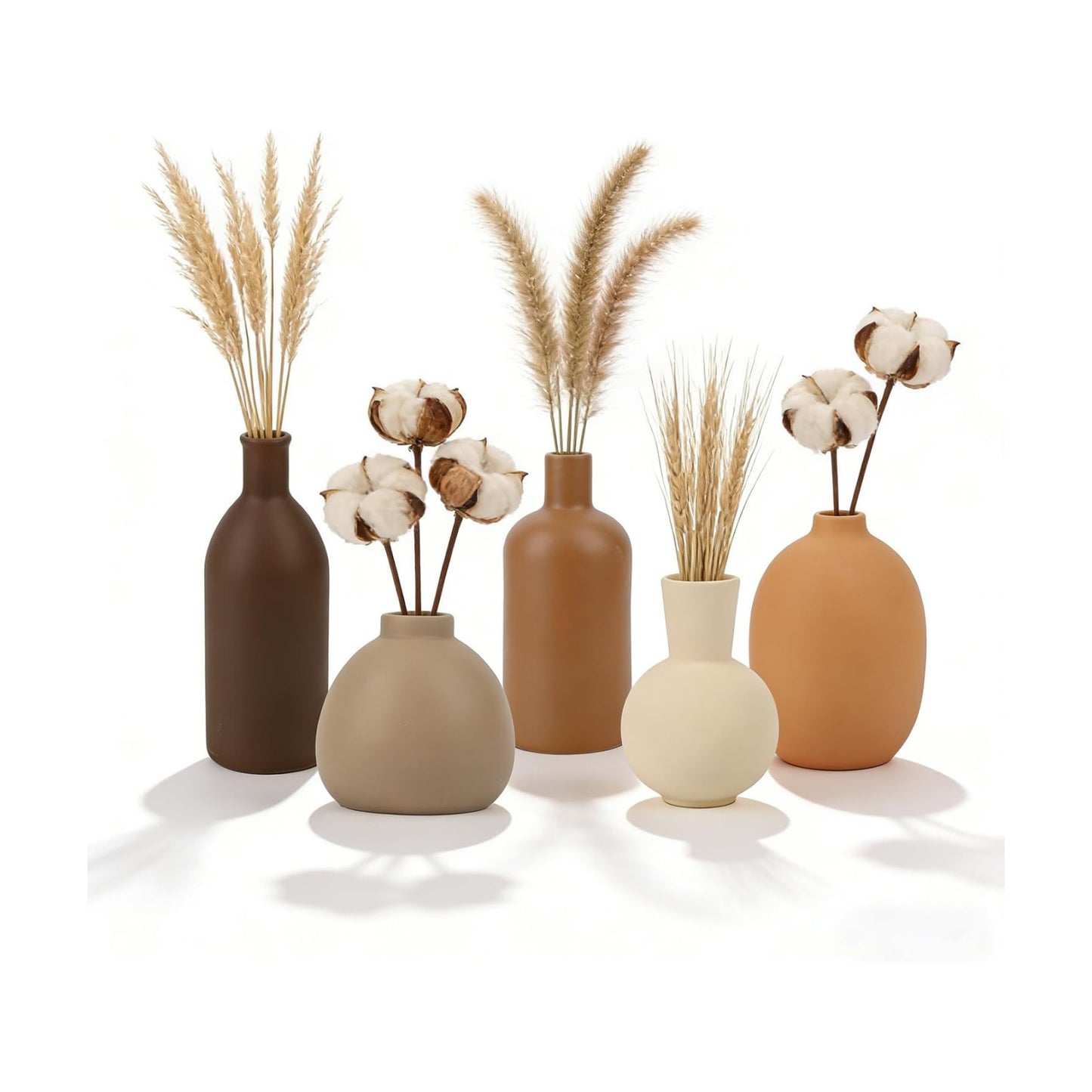 Ceramic Vase / Modern Farmhouse Boho Pottery Vases / Set of 5