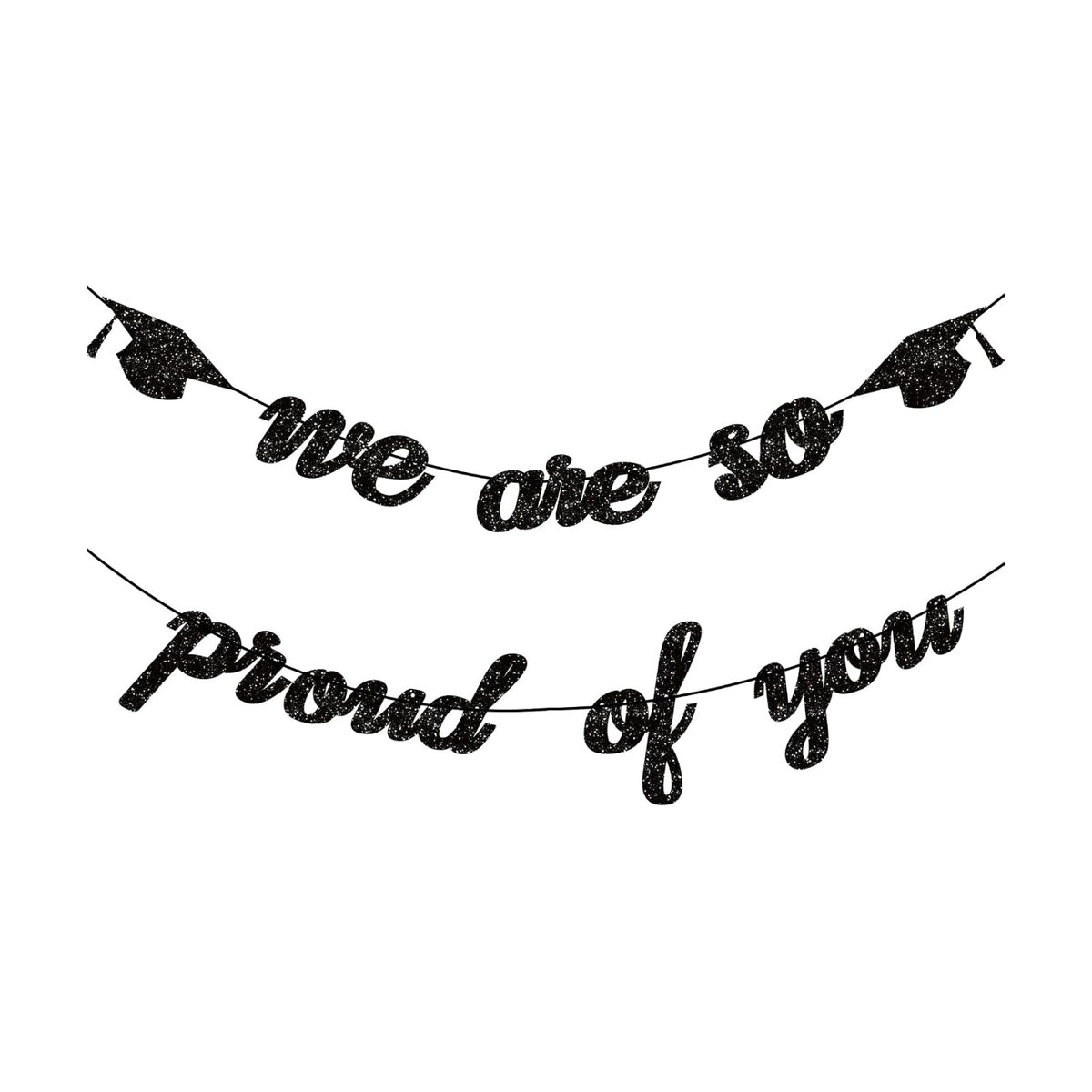 Graduation Decorations 2026 2027 | Pre-Strung Class of 2026 Graduation Banner, Black Glitter We are So Proud of You Grad Banner for Graduations Party Decorations Favors Supplies School Home Car Decorations