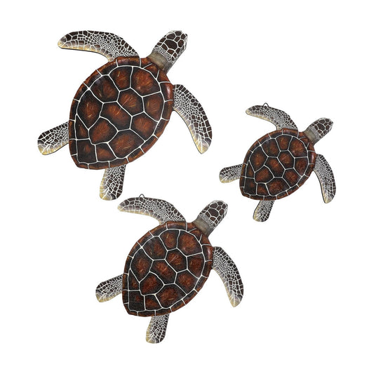 3 Sizes Wooden Sea Turtle Wall Decor Rustic Farmhouse Ocean Turtle Wall Art Vintage Beach / Brown