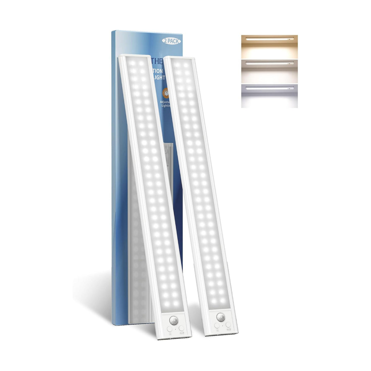 17" Under Cabinet Lights, Motion Sensor Light, Wireless Closet Lights, 3 Color Temps, 4000mAh Rechargeable, Magnetic