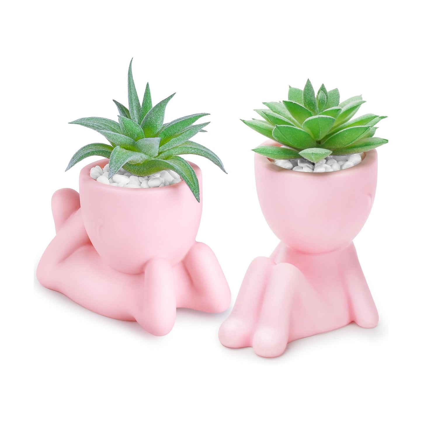 Succulents Plants Artificial Small Fake Plants Gift / Pink / Set of 2
