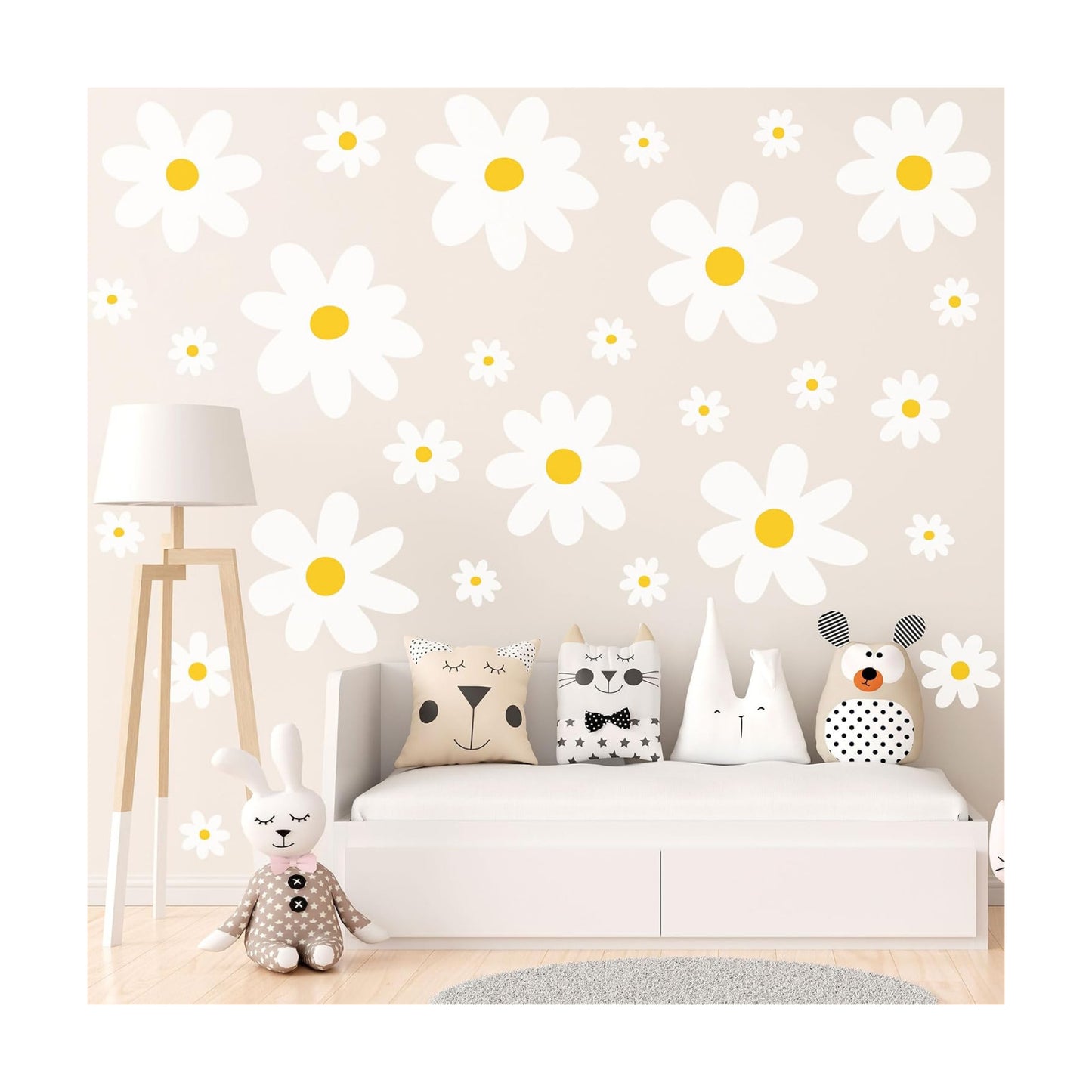 Large Daisy Wall Decals / White / Set of 42