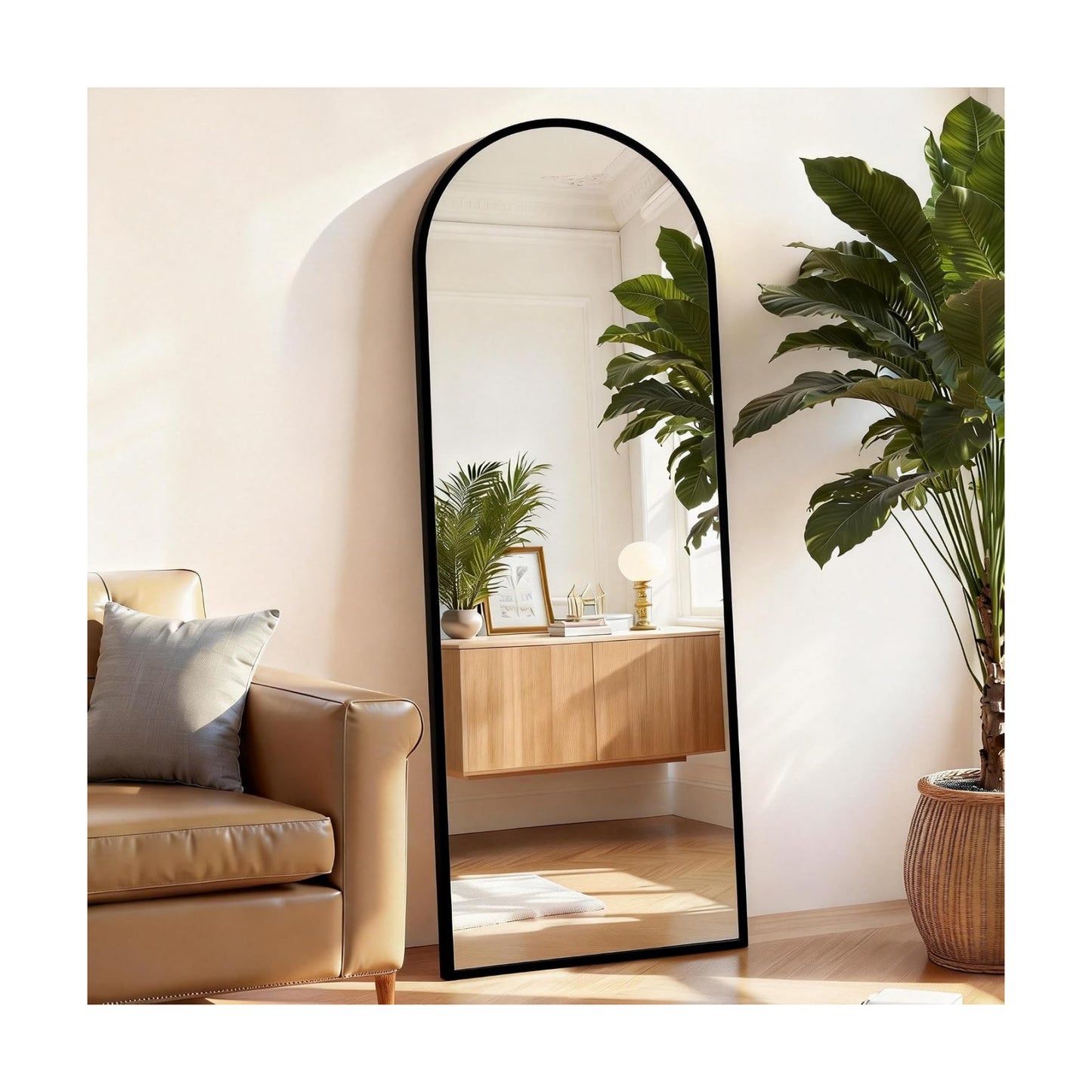 Arched Full Length Floor Mirror, 16"x59" Body Wall Mirror with Stand