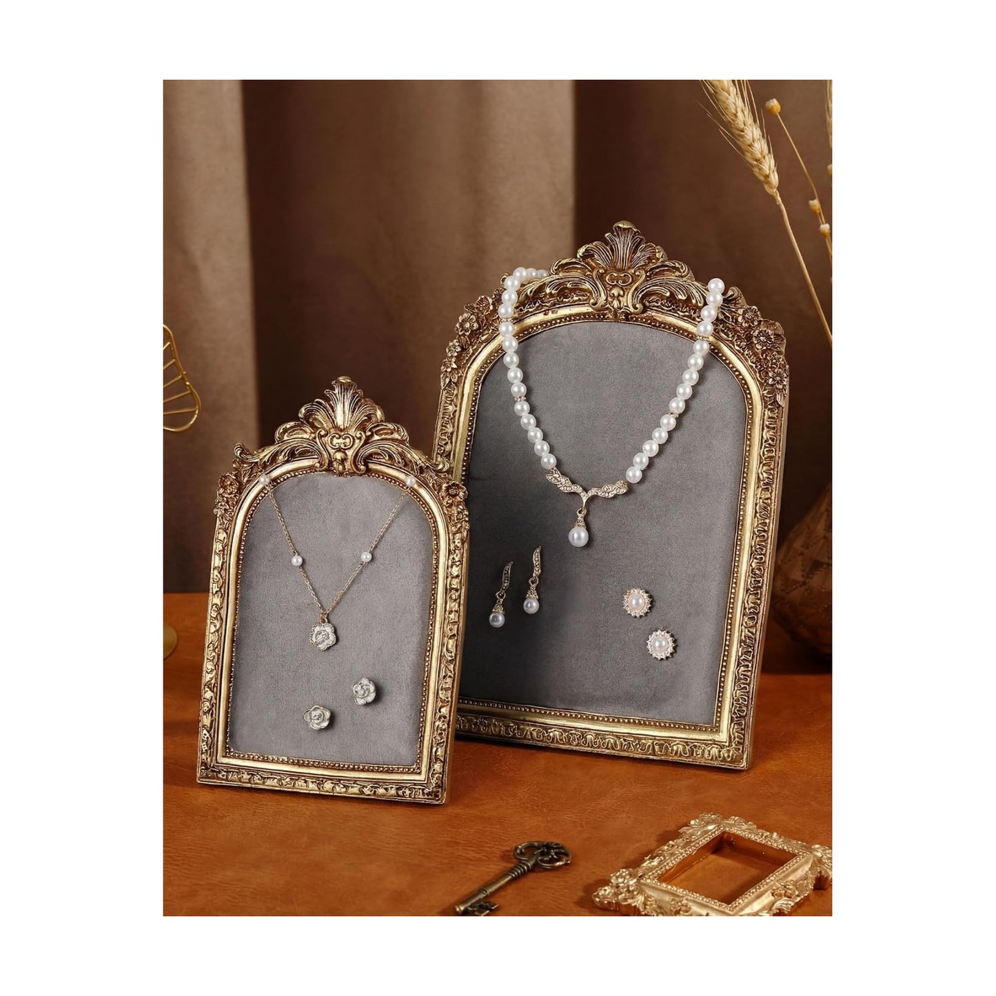 Gold Jewelry Display Stand Vintage Jewelry Frame 10 / Grey / Large,small / Elegant / Set of 2