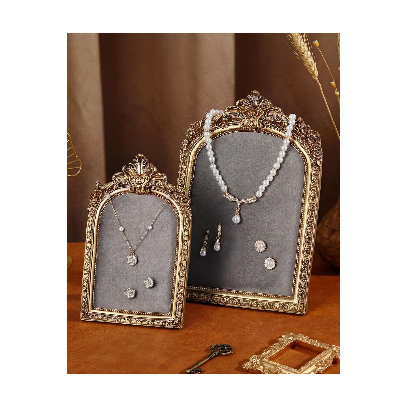 Gold Jewelry Display Stand Vintage Jewelry Frame 10 / Grey / Large,small / Elegant / Set of 2