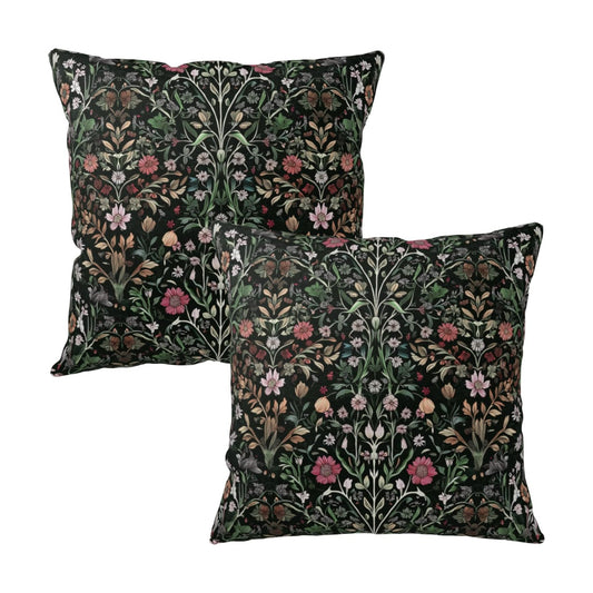 Black Sage Green Floral Pillow Covers 24x24 Set of 2 Vintage Botanica Fern Leaf Throw Pillow Cover Spring Flower Plants Farmhouse Pillowcases for Sofa Couch Home Decor