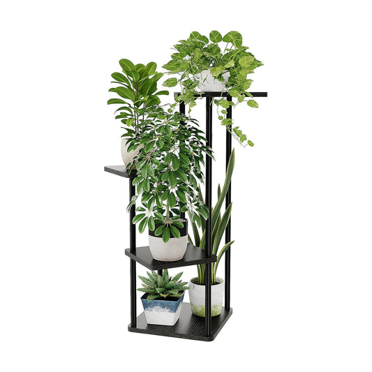 Bamworld Small Plant Stand Indoor Corner Metal Plant Shelf | 4 Tier Flower Stand for Patio Garden Balcony Living Room