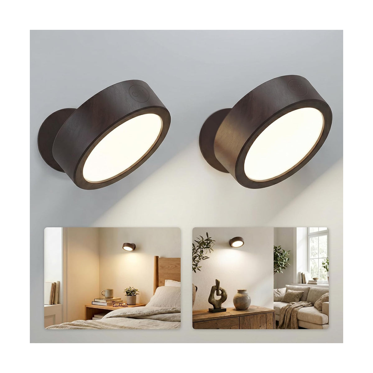 EZVALO LED Wall Mounted Light, 3000mAh Rechargeable Cordless Wall Sconce, Dimmable with Remote & Touch Control, 3 Color