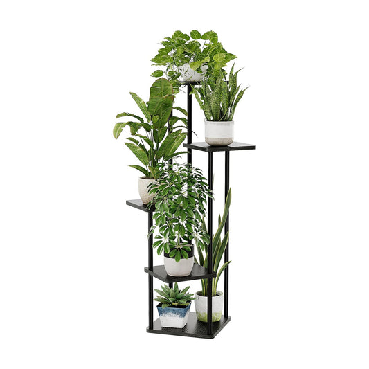 Bamworld Black Plant Stand Indoor Corner Plant Shelf for Multiple Plants | 5 Tier Tall Flower Stand Dark Brown Plant