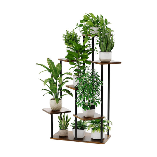 Bamworld Large Plant Stand Indoor Tall Metal Plant Shelf | 7 Tier Flower Stand Window Plant Rack for Patio Garden