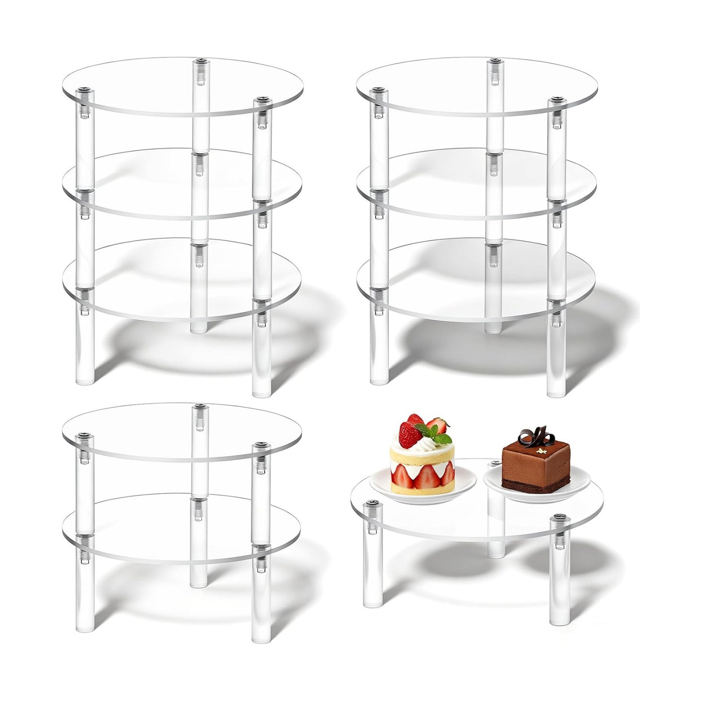 Round Acrylic Risers Display Stands Small Round Acrylic Display Riser / Clear / 5 Inch / Set of 9