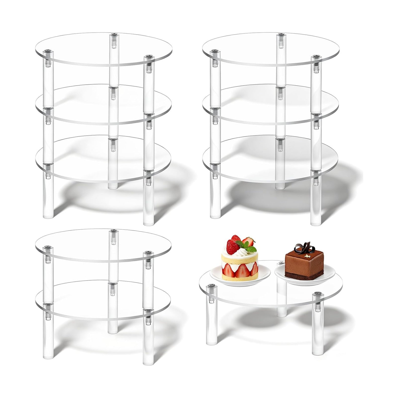 Round Acrylic Risers Display Stands Small Round Acrylic Display Riser / Clear / 5 Inch / Set of 9