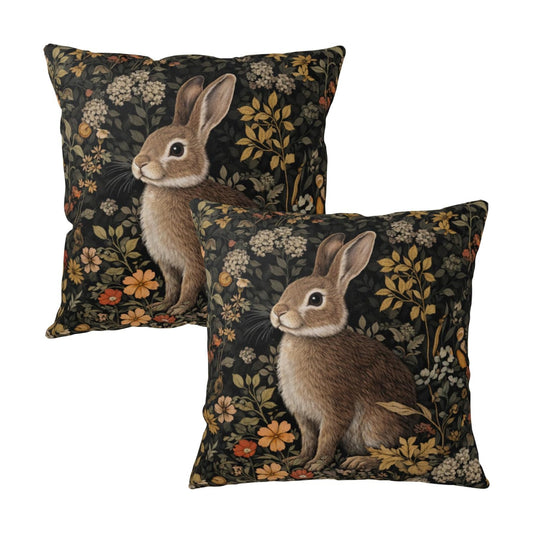 Vintage Easter Bunny Pillow Covers 22x22 Set of 2 Rustic Botanical Plants Floral Rabbit Throw Pillow Cases Spring Retro Hares Outdoor Farmhouse Cushion Covers for Home Living Room Decor
