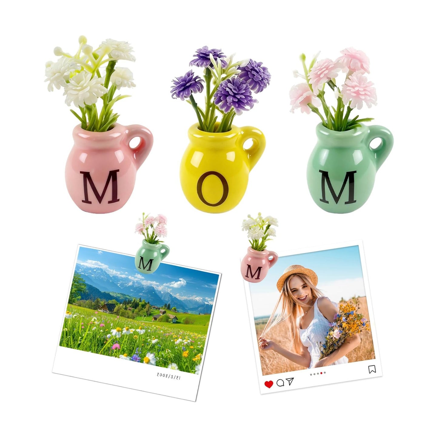 Mini Ceramic Vase Fridge Magnets Mini Plant Refrigerator Magnet