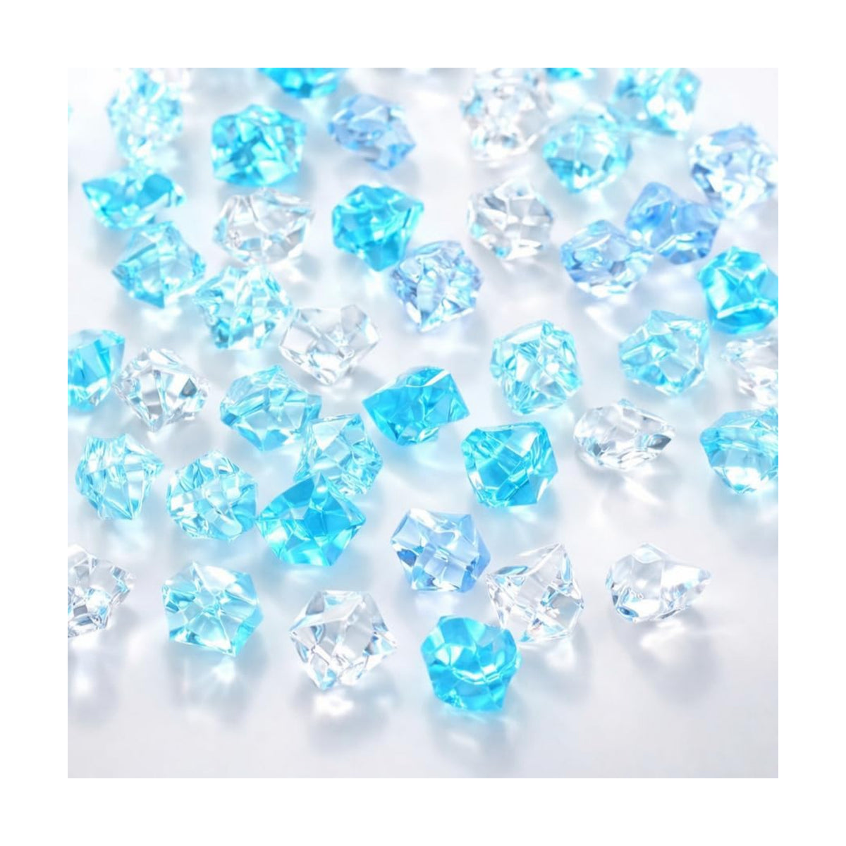 Fake Ice,Gikboup 160 Pcs Acrylic Ice Cubes, 22 * 18mm Vase Fillers for Centerpieces. Clear Rocks for Vases, Fake Plastic Gems, Artificial Faux Stones（Blue）