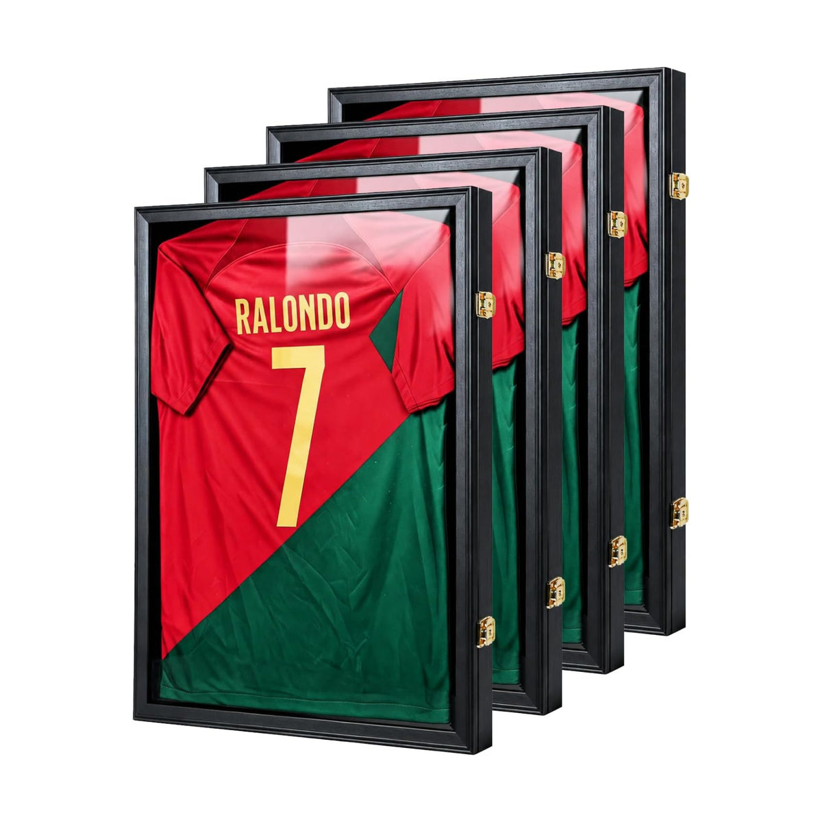 Jersey Frame Display Case with UV and Lock, 4-Pack Matte Black | Goazhpon Jersey Frame 4-Pack Lockable Shadow Box with