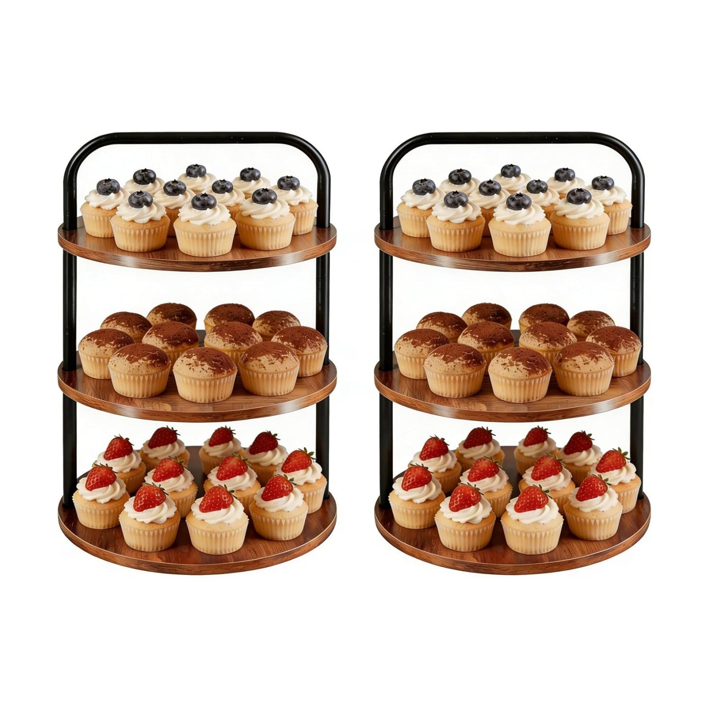 Wooden Cupcake Stand / Brown / Set of 2