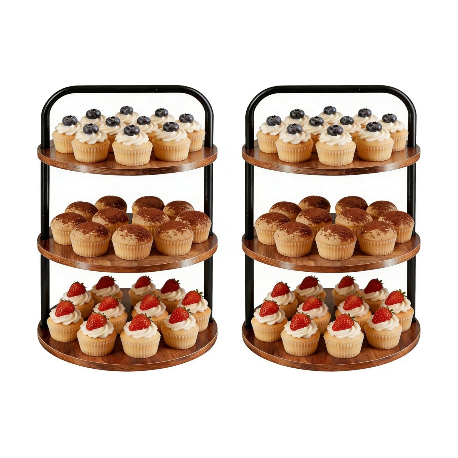 Wooden Cupcake Stand / Brown / Set of 2
