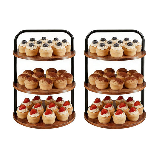 Wooden Cupcake Stand / Brown / Set of 2