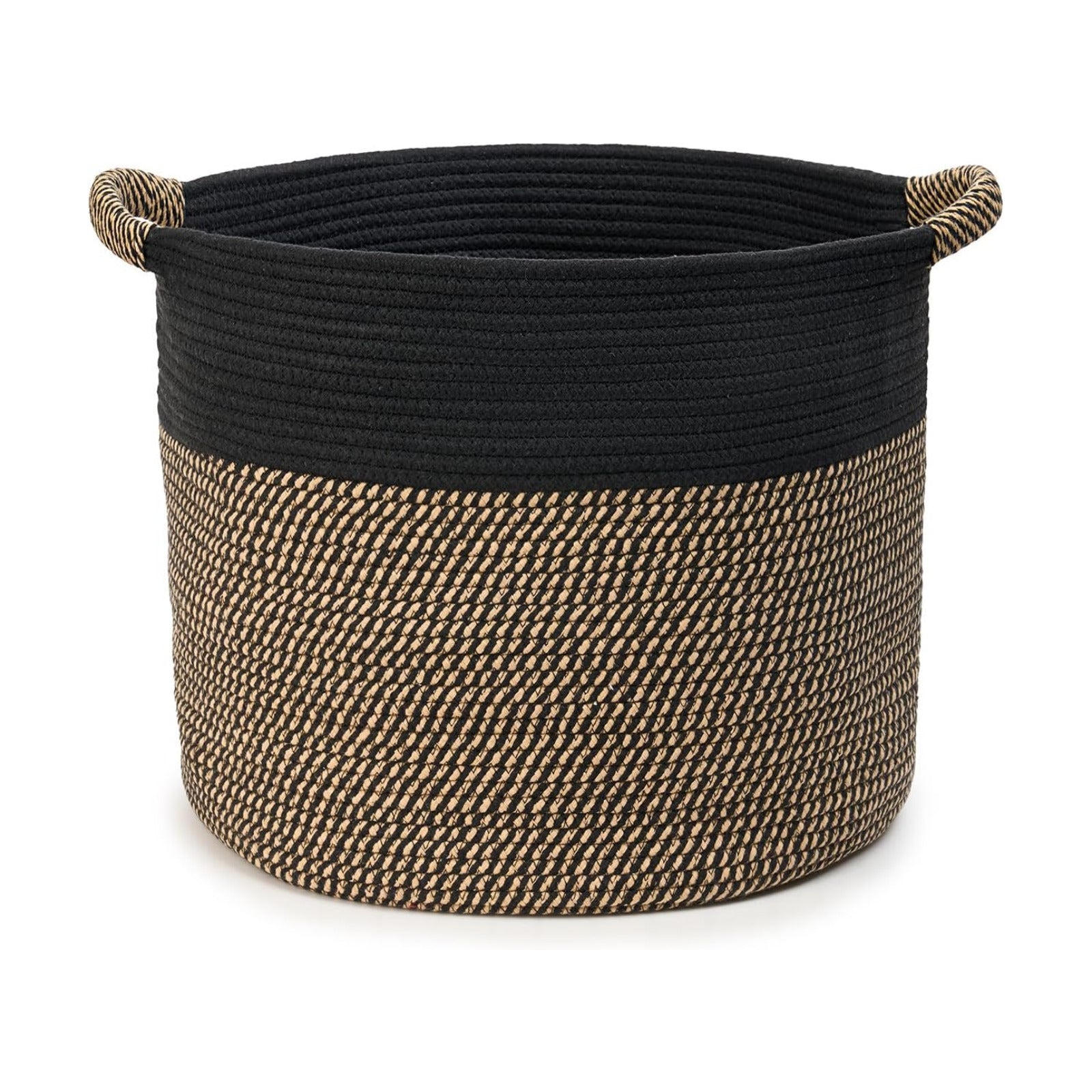 Blanket Basket / Pillows & Laundry / Black/mixed Jute / 16 x 16 x 14