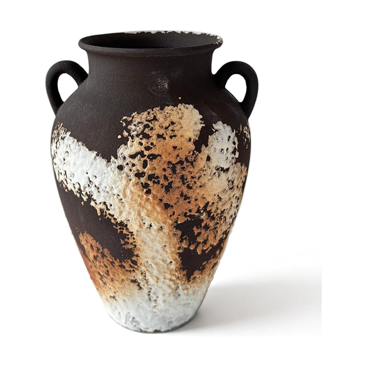 Vintage Terracotta Vase / Dark Brown Textured Clay / 10 Inch