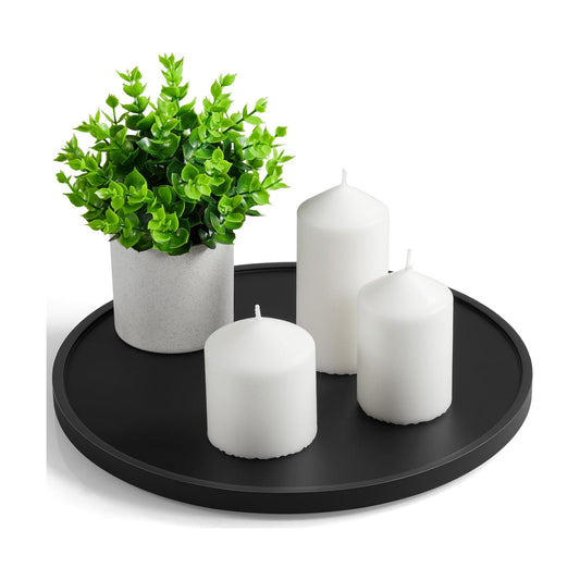 Wood Round Tray / Black / 12 Inch / Set of 12
