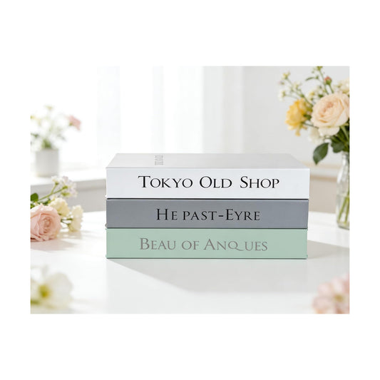 Decorative Books / Green+grey + White / Set of 3