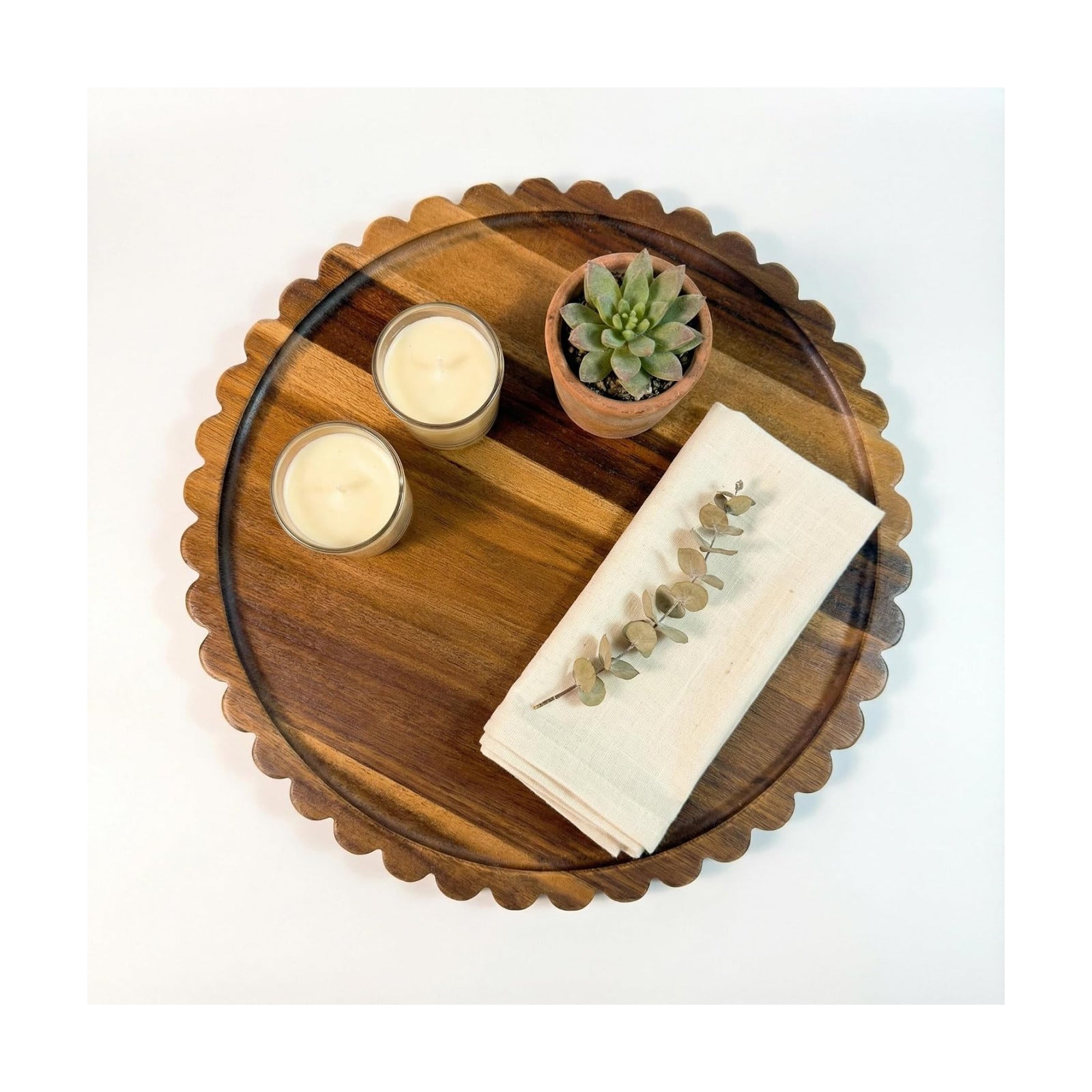Wooden Decorative Tray / 11.6 / 11.6 Inch