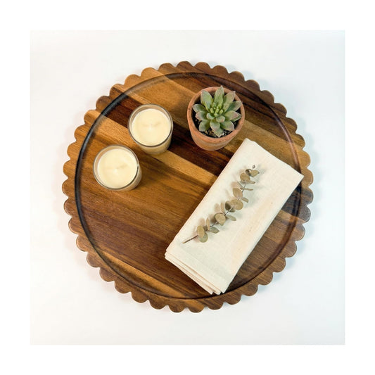 Wooden Decorative Tray / 11.6 / 11.6 Inch