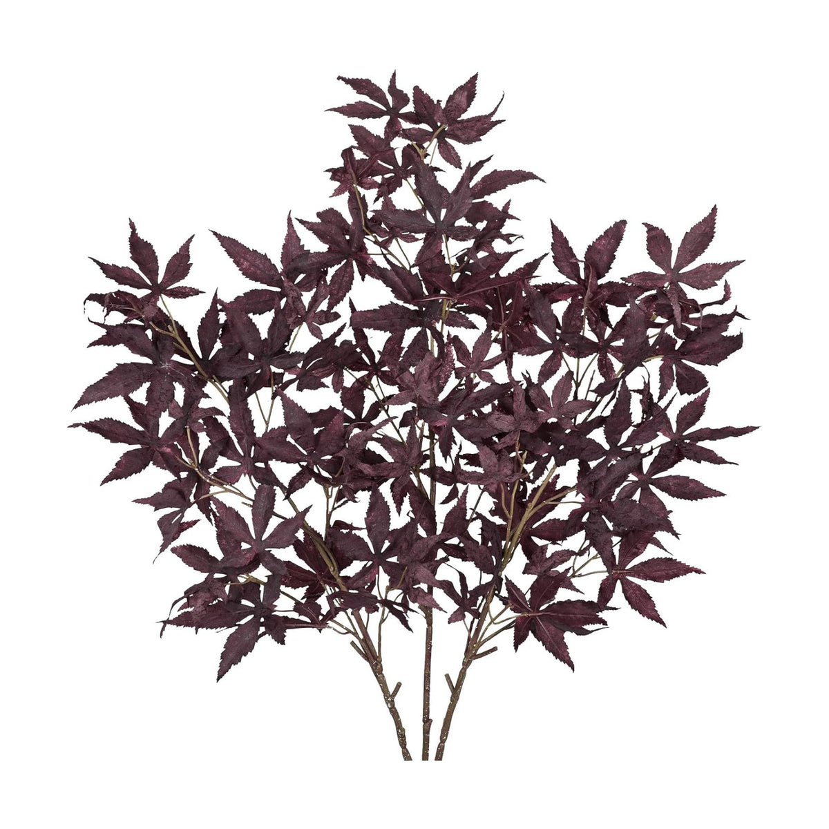 Hollyone 3Pcs Fall Leaf Stems Artificial Japanese Maple Leaves Branches Fake Fall Stems Plants Faux Maple Shrubs Leaf Bushes for Home Decor Autumn Halloween Thanksgiving Festival Decorations Burgundy