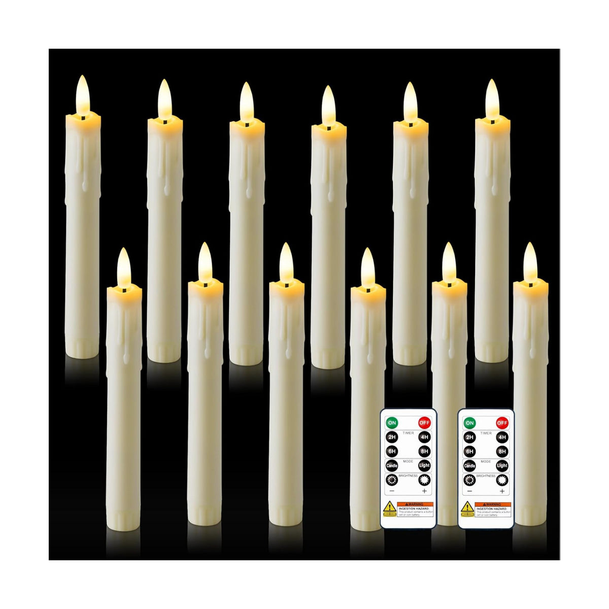 Homemory 7 Inches Flameless Taper Candles with Remote Timer, Short Led Candlesticks with 3D Flickering Light, Battery