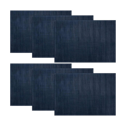 Niviy Dark Blue Placemats Set of 6, 12x18 Inch Washable Easy to Clean Heat-Resistant Anti-Skid Navy Blue Placemats for Holiday Party Kitchen Dining Room Decoration
