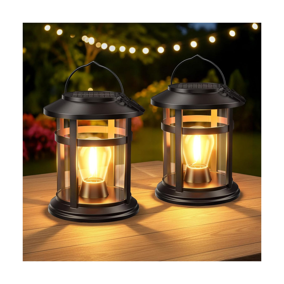 Solar Lantern Outdoor Waterproof, 2 Pack Bright Hanging Solar Lights for Outside Decorative, Upgraded Solar Powered