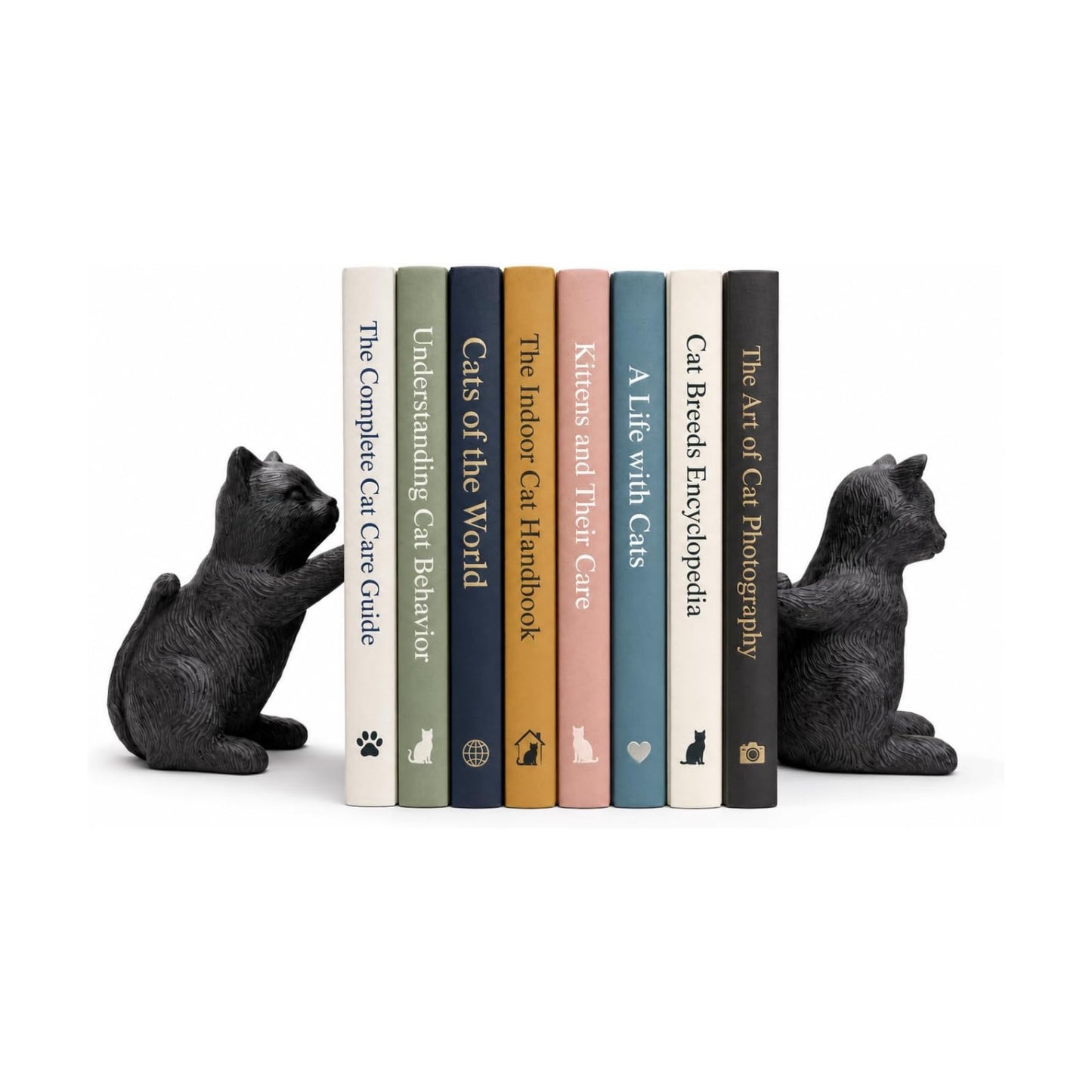 Resin Bookends / Decorative Bookends / Cat / Black / Set of 2