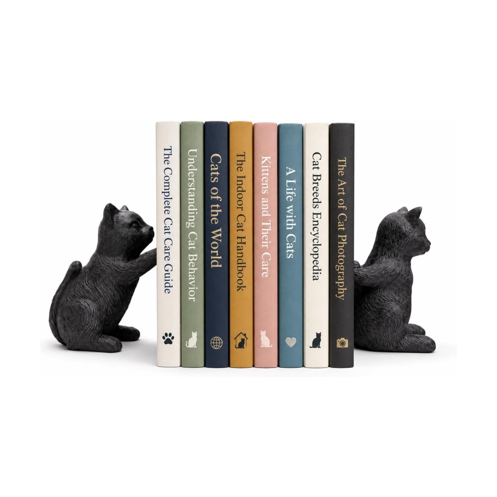 Resin Bookends / Decorative Bookends / Cat / Black / Set of 2