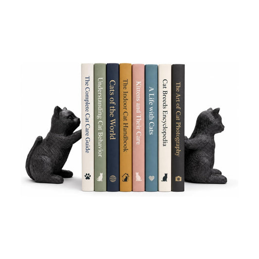 Resin Bookends / Decorative Bookends / Cat / Black / Set of 2