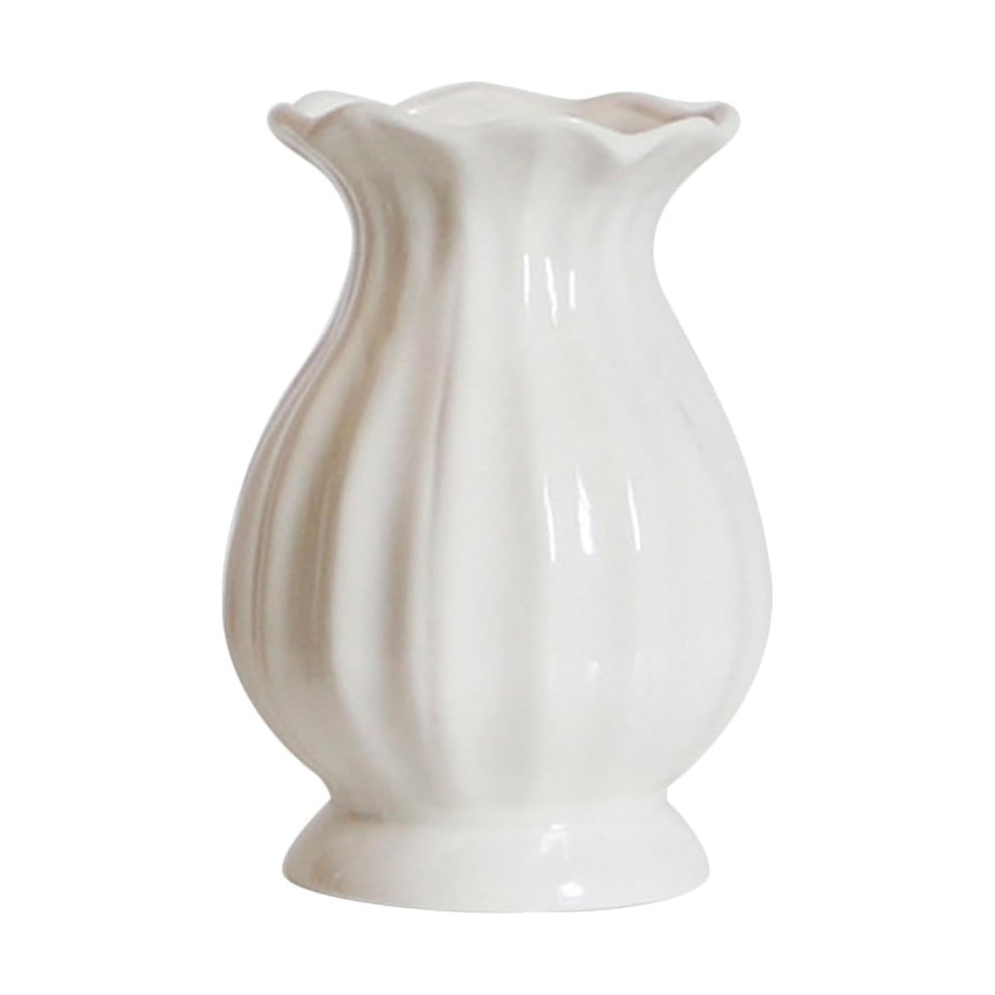 Ceramic Flower Vase Small Decorative Vase for Dried Flowers Minimalist Home / White / 6.69 Inch