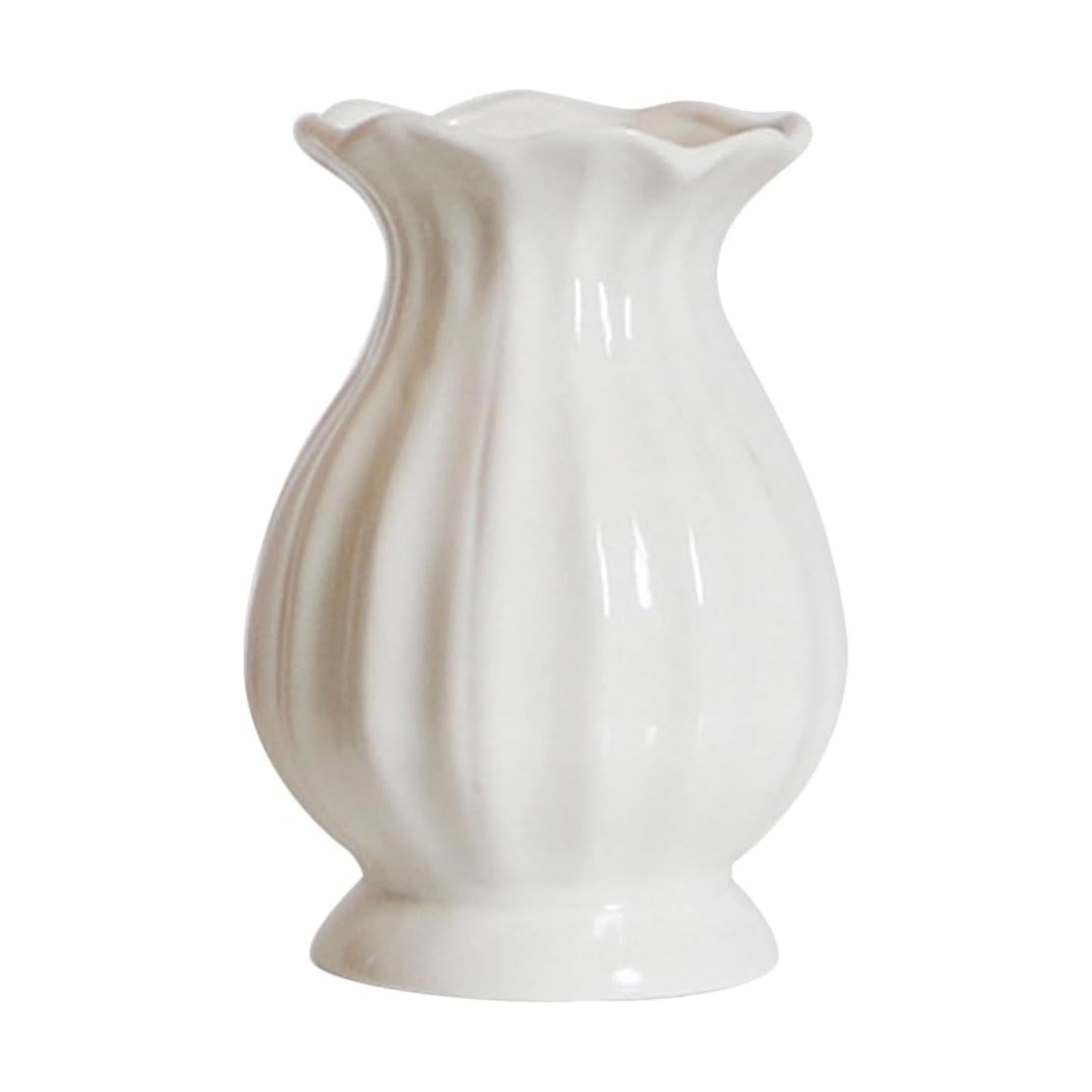 Ceramic Flower Vase Small Decorative Vase for Dried Flowers Minimalist Home / White / 6.69 Inch
