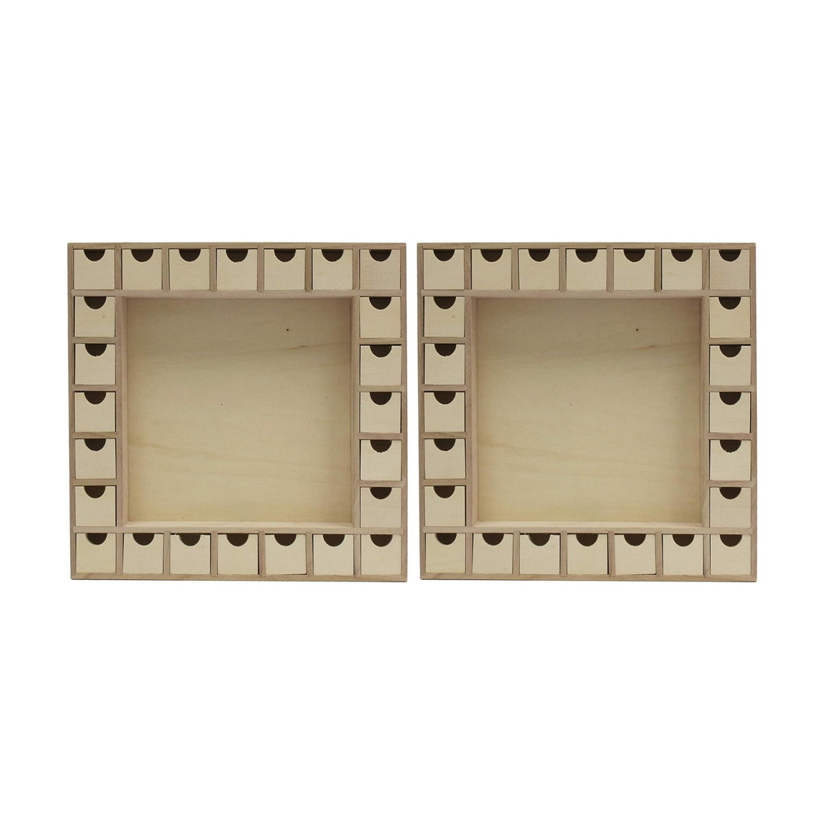 Creative Hobbies 13 Inch Christmas Advent Calendar Shadow Box - Pre Assembled with Removable Drawers - Unfinished Wood