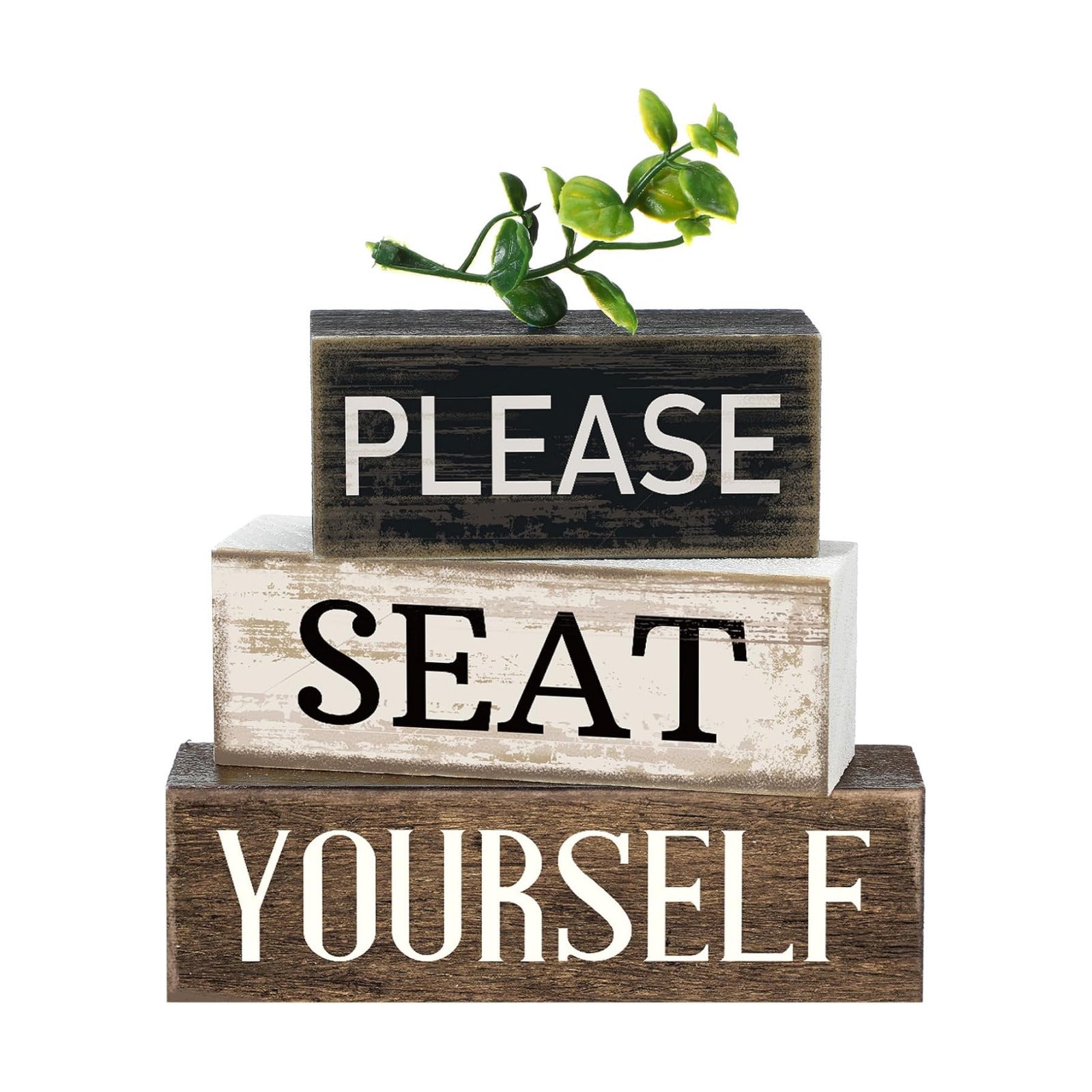 Moucuny 4 Pcs Please Seat Yourself Sign Wooden Bathroom Farmhouse Decor
