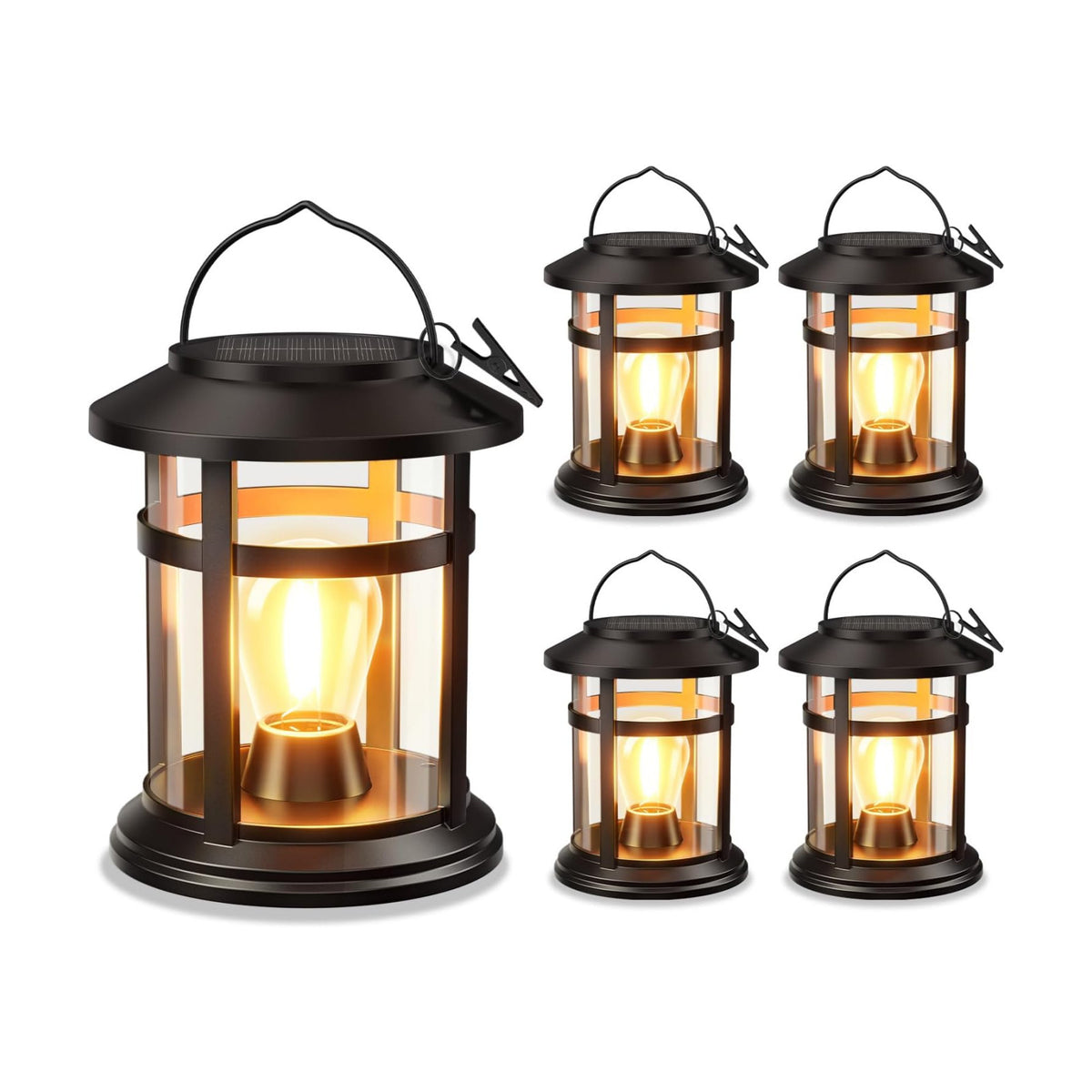 Solar Lantern Outdoor Waterproof, 4 Pack Bright Hanging Solar Lights for Outside Decorative, Upgraded Solar Powered