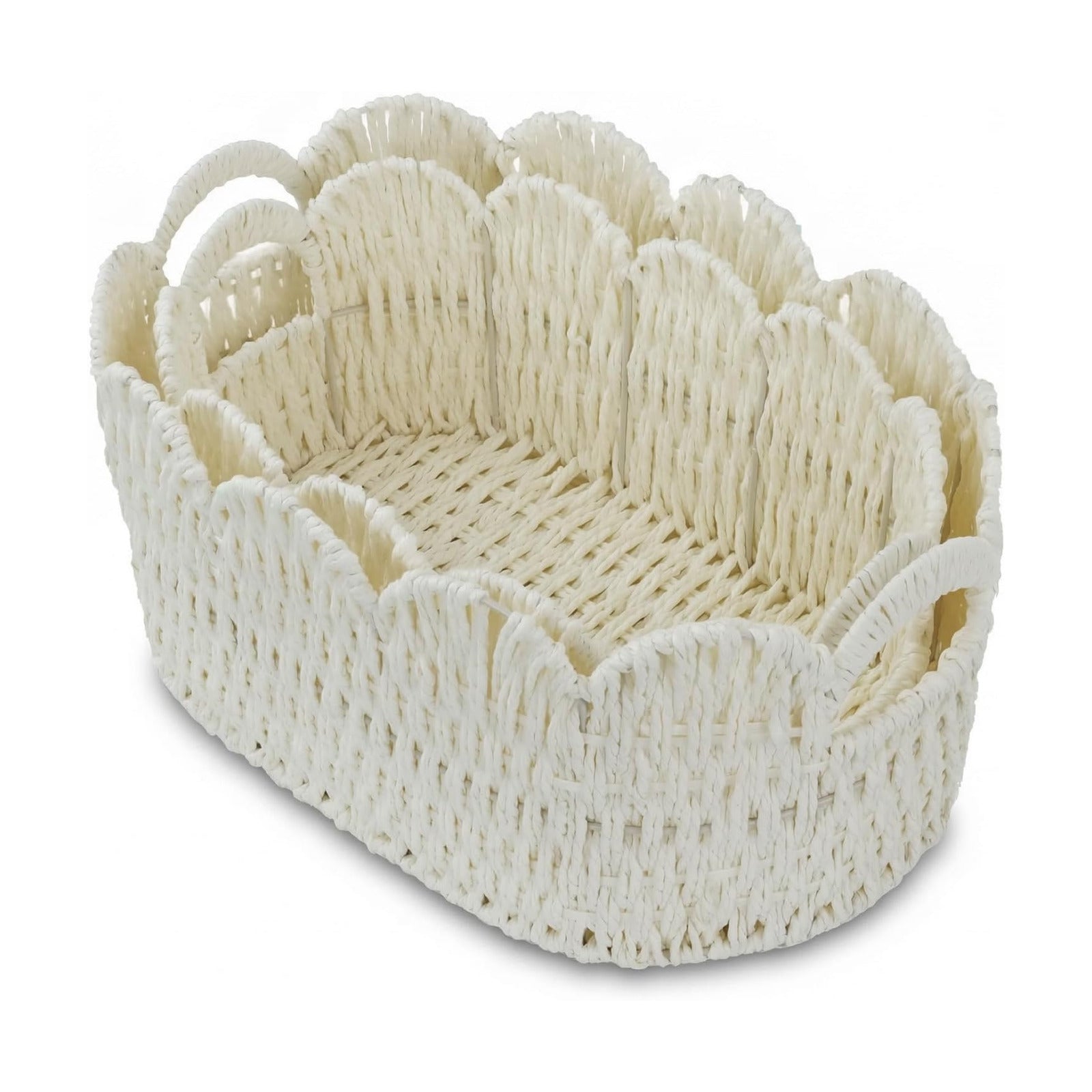 Hand-woven Storage Baskets / White / Set of 2