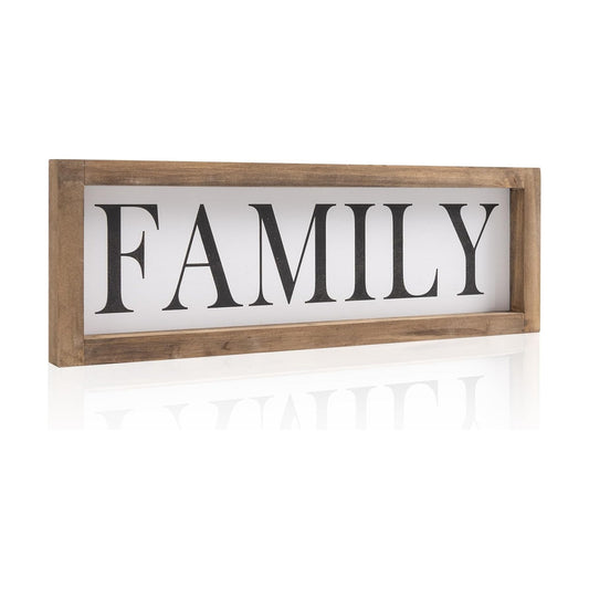 Wood Frame Family Wall Decor / White-family