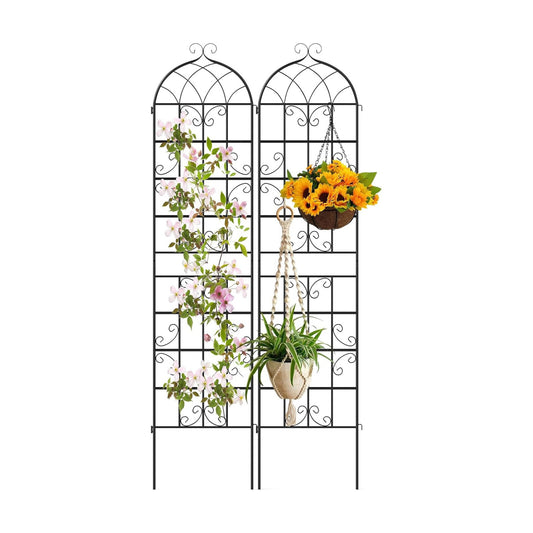 Giantex 2 Packs 86"x20" Metal Garden Trellis for Outdoor Climbing Plants, Heavy-Duty Plant Support for Vine Rose