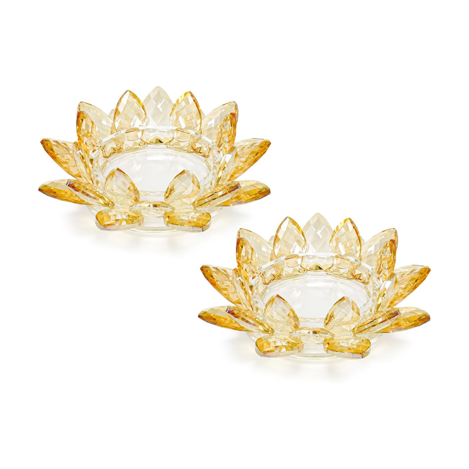 Crystal Flower Jewelry Tray / 6.3" - Gold / Set of 2