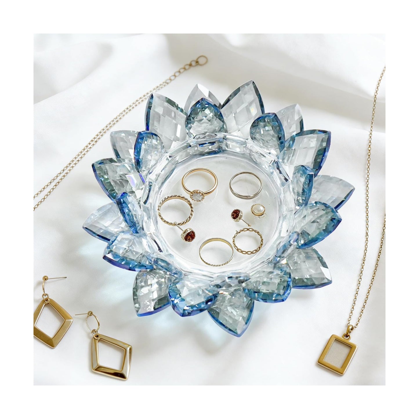 Crystal Flower Jewelry Tray / 6.3" - Blue