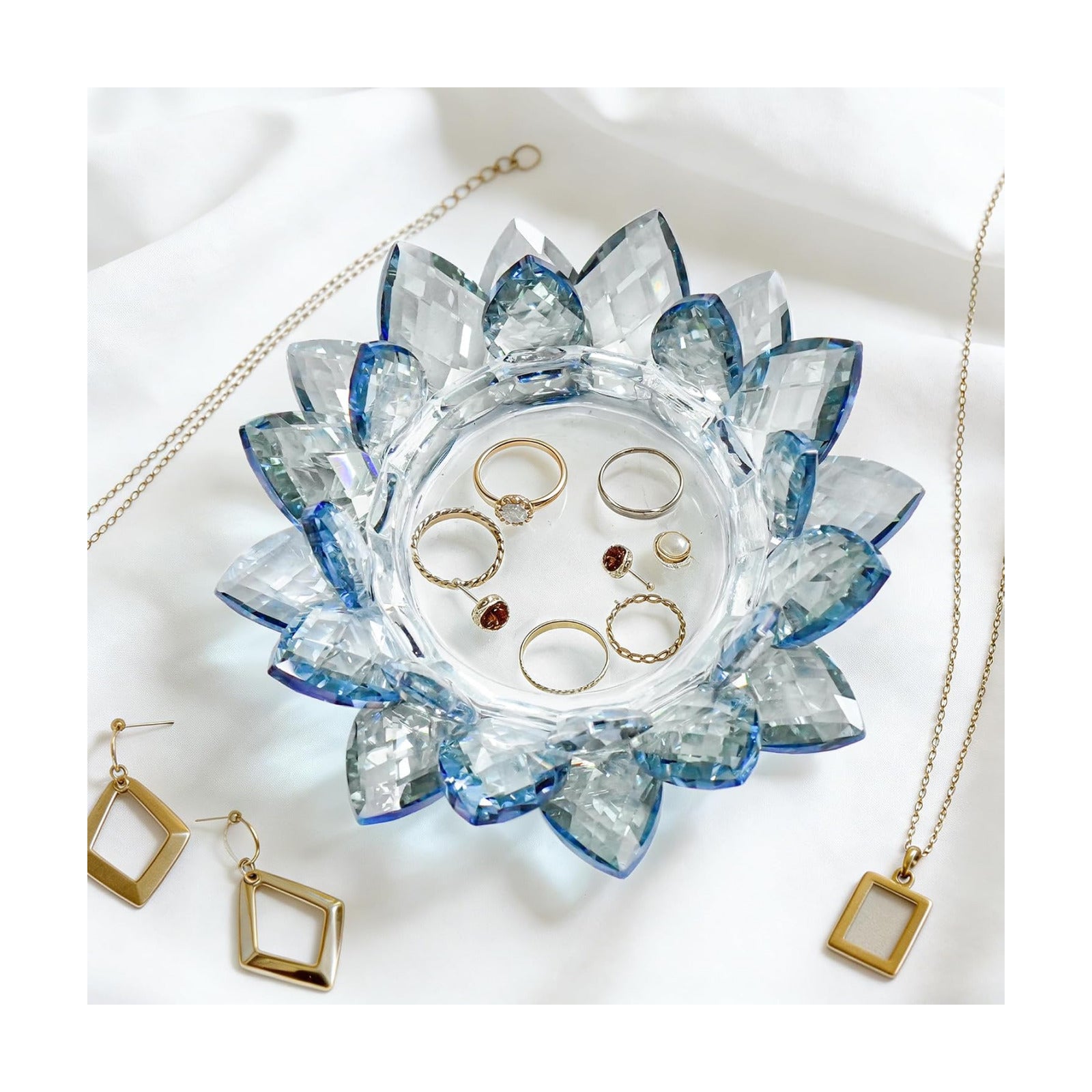 Crystal Flower Jewelry Tray / 6.3" - Blue