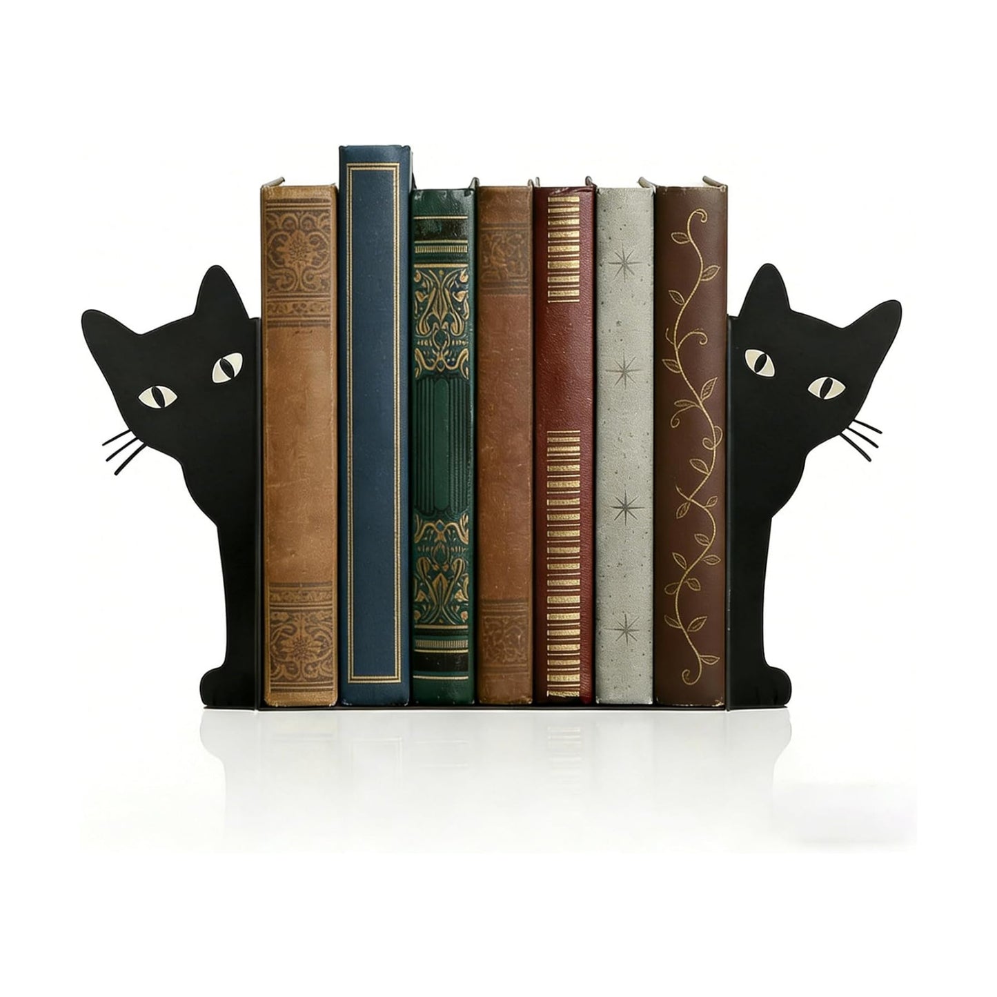 Metal Decorative Book Ends / Peekaboo Cat / Black